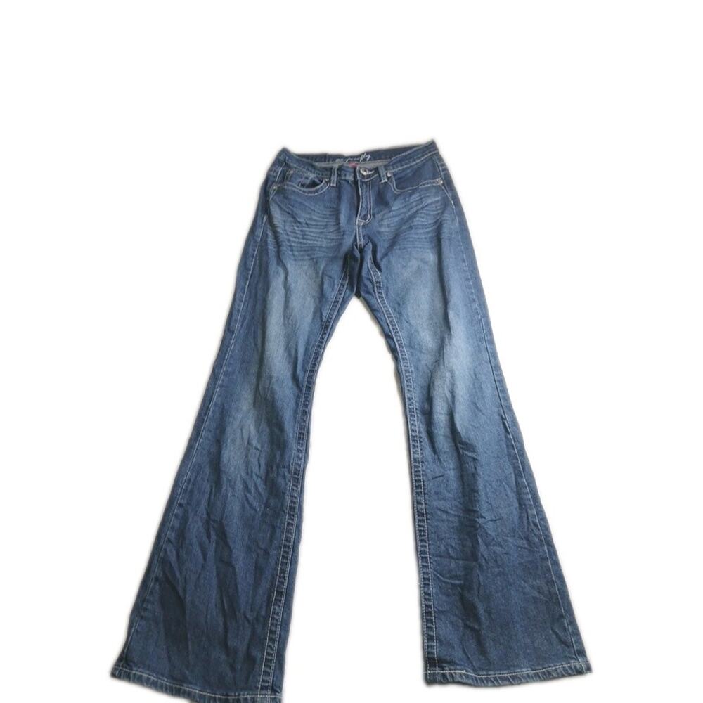 Jeans Ms. Firefly Boot Cut Denim Blue Stretch Cross Embellished Pockets~Size 6